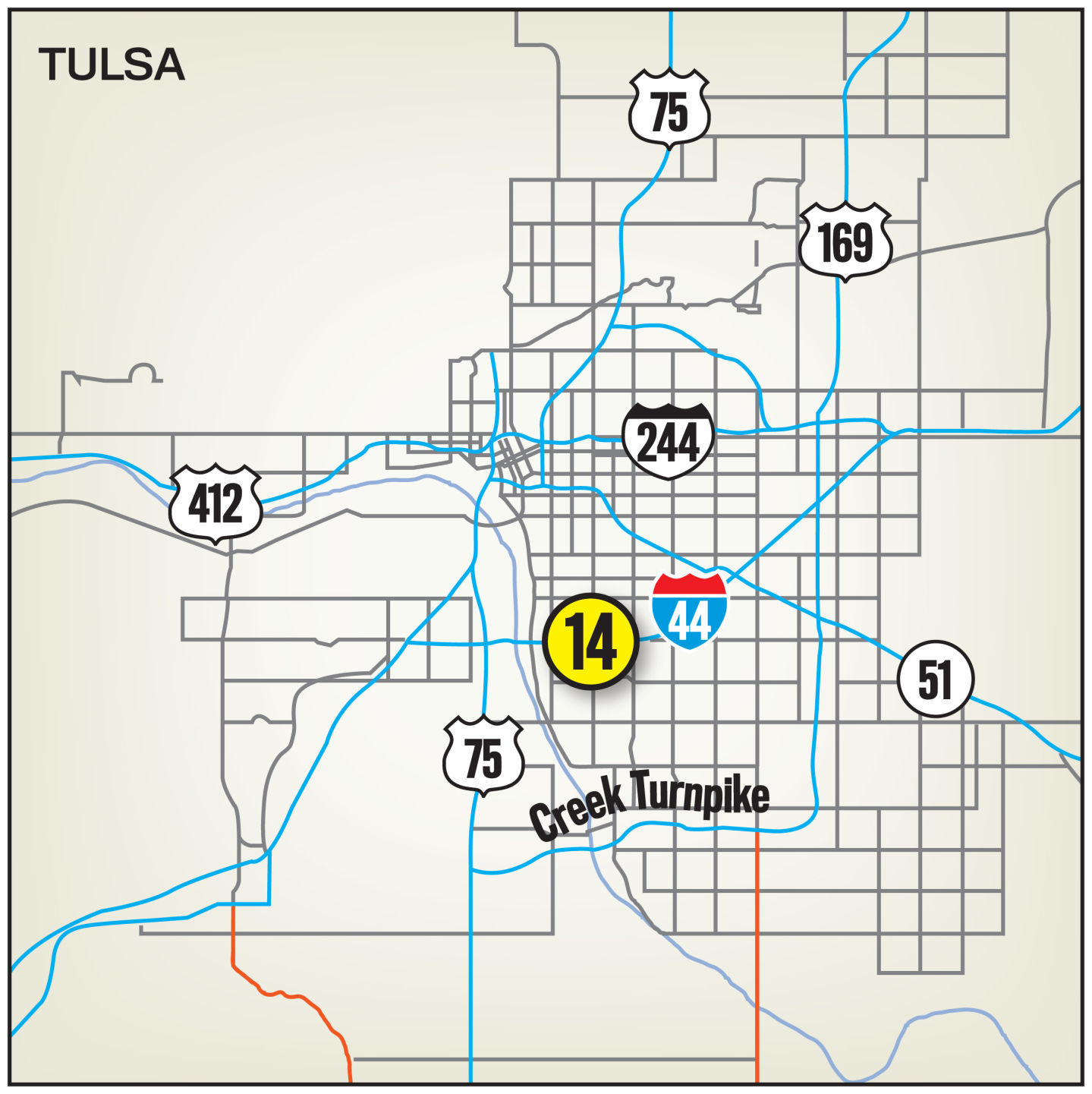 14. I-44, between Arkansas River and U.S. 169